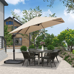 Patio Umbrella Outdoor Cantilever Square Umbrella Aluminum Offset Umbrella with 360-degree Rotation