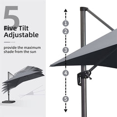 Patio Umbrella Outdoor Cantilever Square Umbrella Aluminum Offset Umbrella with 360-degree Rotation