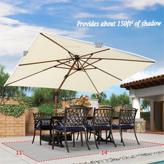 Rectangle Patio Umbrella Wood Pattern Offset Hanging Umbrella Best Sun Umbrella Outdoor Cantilever Umbrella