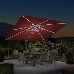 9' X 12' Double Top Deluxe Solar Powered LED Rectangle Patio Umbrella Offset Hanging Umbrella