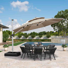 Patio Umbrella Outdoor Round Umbrella Large Cantilever Umbrella Windproof Offset Umbrella Heavy Duty Sun Umbrella