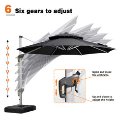 Patio Umbrella Outdoor Round Umbrella Large Cantilever Umbrella Windproof Offset Umbrella Heavy Duty Sun Umbrella