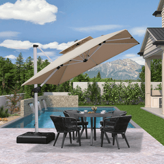 Patio Umbrella Outdoor Square Umbrella Large Cantilever Umbrella Windproof Offset Umbrella Heavy Duty Sun Umbrella