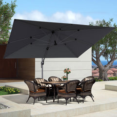 Patio Wood Grain Coating Umbrella Outdoor Pool Deck Umbrella Heavy Duty Windproof Offset  Cantilever Umbrella