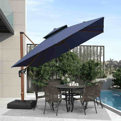 10'×10' Double Top Deluxe Sunbrella Square Patio Umbrella Offset Hanging Umbrella Cantilever Umbrella