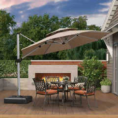 11 FT Double Top Deluxe Sunbrella Round Patio Umbrella Offset Hanging Umbrella Cantilever Umbrella