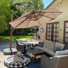 11 FT Double Top Deluxe Sunbrella Round Patio Umbrella Offset Hanging Umbrella Cantilever Umbrella