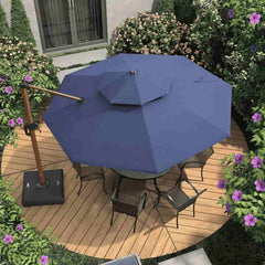 11 FT Double Top Deluxe Sunbrella Round Patio Umbrella Offset Hanging Umbrella Cantilever Umbrella