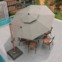 11 FT Double Top Deluxe Sunbrella Round Patio Umbrella Offset Hanging Umbrella Cantilever Umbrella