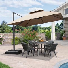 Cantilever Outdoor Umbrellas Large Patio Umbrella Hanging Double Top Offset Umbrella with 360°Rotation Tilting Umbrella Outdoor Patio