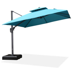 Cantilever Outdoor Umbrellas Large Patio Umbrella Hanging Double Top Offset Umbrella with 360°Rotation Tilting Umbrella Outdoor Patio