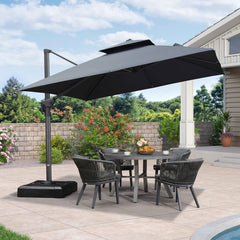 Cantilever Outdoor Umbrellas Large Patio Umbrella Hanging Double Top Offset Umbrella with 360°Rotation Tilting Umbrella Outdoor Patio