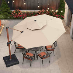 11 FT Double Top Deluxe Sunbrella Round Patio Umbrella Offset Hanging Umbrella Cantilever Umbrella