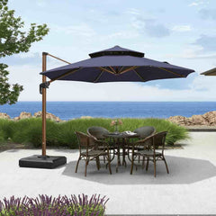 11 FT Double Top Deluxe Sunbrella Round Patio Umbrella Offset Hanging Umbrella Cantilever Umbrella