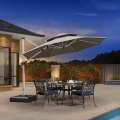 11 FT Double Top Deluxe Sunbrella Round Patio Umbrella Offset Hanging Umbrella Cantilever Umbrella