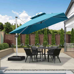 Patio Umbrella Outdoor Square Umbrella Large Cantilever Umbrella Windproof Offset Umbrella Heavy Duty Sun Umbrella