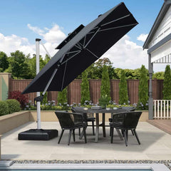 Patio Umbrella Outdoor Square Umbrella Large Cantilever Umbrella Windproof Offset Umbrella Heavy Duty Sun Umbrella