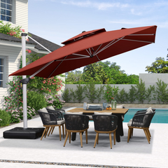 Patio Umbrella Outdoor Square Umbrella Large Cantilever Umbrella Windproof Offset Umbrella Heavy Duty Sun Umbrella