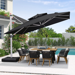 Patio Umbrella Outdoor Square Umbrella Large Cantilever Umbrella Windproof Offset Umbrella Heavy Duty Sun Umbrella