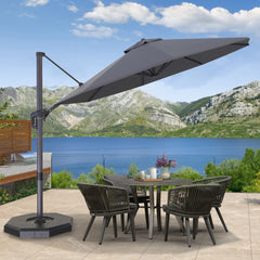 Patio Wood Grain Coating Umbrella Outdoor Pool Deck Umbrella Heavy Duty Windproof Offset  Cantilever Umbrella