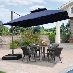 Cantilever Outdoor Umbrellas Large Patio Umbrella Hanging Double Top Offset Umbrella with 360°Rotation Tilting Umbrella Outdoor Patio