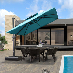 Cantilever Outdoor Umbrellas Large Patio Umbrella Hanging Double Top Offset Umbrella with 360°Rotation Tilting Umbrella Outdoor Patio