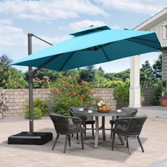 Cantilever Outdoor Umbrellas Large Patio Umbrella Hanging Double Top Offset Umbrella with 360°Rotation Tilting Umbrella Outdoor Patio