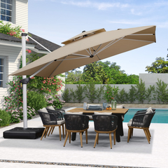 Patio Umbrella Outdoor Square Umbrella Large Cantilever Umbrella Windproof Offset Umbrella Heavy Duty Sun Umbrella