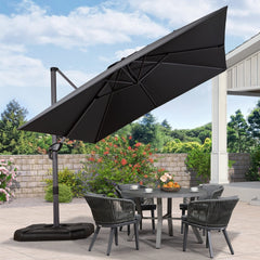 Patio Wood Grain Coating Umbrella Outdoor Pool Deck Umbrella Heavy Duty Windproof Offset  Cantilever Umbrella