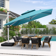 Patio Umbrella Outdoor Square Umbrella Large Cantilever Umbrella Windproof Offset Umbrella Heavy Duty Sun Umbrella