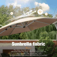 11 FT Double Top Deluxe Sunbrella Round Patio Umbrella Offset Hanging Umbrella Cantilever Umbrella