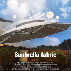 11 FT Double Top Deluxe Sunbrella Round Patio Umbrella Offset Hanging Umbrella Cantilever Umbrella