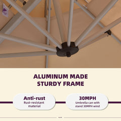 Patio Umbrella Outdoor Round Umbrella Large Cantilever Umbrella Windproof Offset Umbrella Heavy Duty Sun Umbrella