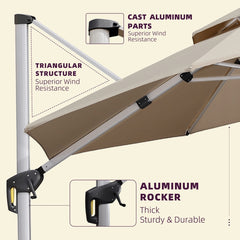 Patio Umbrella Outdoor Round Umbrella Large Cantilever Umbrella Windproof Offset Umbrella Heavy Duty Sun Umbrella