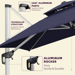 Patio Umbrella Outdoor Rectangle Umbrella Large Cantilever Umbrella Windproof Offset Umbrella Heavy Duty Sun Umbrella