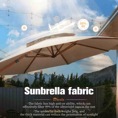 11 FT Double Top Deluxe Sunbrella Round Patio Umbrella Offset Hanging Umbrella Cantilever Umbrella