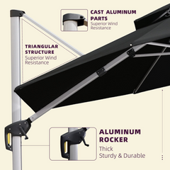 Patio Umbrella Outdoor Round Umbrella Large Cantilever Umbrella Windproof Offset Umbrella Heavy Duty Sun Umbrella