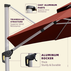 Patio Umbrella Outdoor Round Umbrella Large Cantilever Umbrella Windproof Offset Umbrella Heavy Duty Sun Umbrella