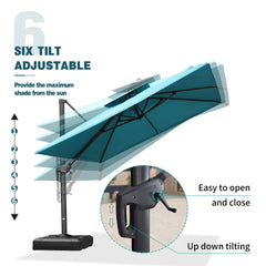 Cantilever Outdoor Umbrellas Large Patio Umbrella Hanging Double Top Offset Umbrella with 360°Rotation Tilting Umbrella Outdoor Patio