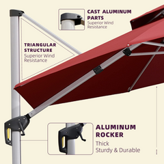 Patio Umbrella Outdoor Round Umbrella Large Cantilever Umbrella Windproof Offset Umbrella Heavy Duty Sun Umbrella