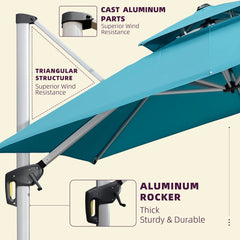 Patio Umbrella Outdoor Square Umbrella Large Cantilever Umbrella Windproof Offset Umbrella Heavy Duty Sun Umbrella