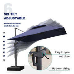 Cantilever Outdoor Umbrellas Large Patio Umbrella Hanging Double Top Offset Umbrella with 360°Rotation Tilting Umbrella Outdoor Patio