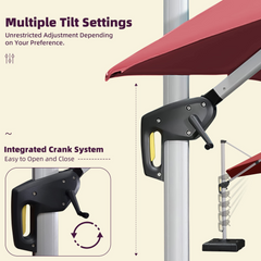 Patio Umbrella Outdoor Round Umbrella Large Cantilever Umbrella Windproof Offset Umbrella Heavy Duty Sun Umbrella