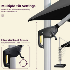 Patio Umbrella Outdoor Round Umbrella Large Cantilever Umbrella Windproof Offset Umbrella Heavy Duty Sun Umbrella