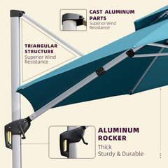 Patio Umbrella Outdoor Round Umbrella Large Cantilever Umbrella Windproof Offset Umbrella Heavy Duty Sun Umbrella