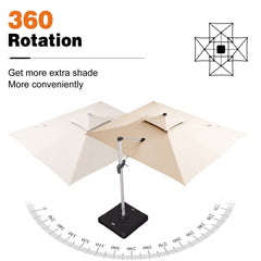 Patio Umbrella Outdoor Rectangle Umbrella Large Cantilever Umbrella Windproof Offset Umbrella Heavy Duty Sun Umbrella