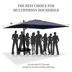 Cantilever Patio Umbrella Large Outdoor Aluminum Offset Shade Sun Umbrella Heavy Duty for Garden Deck Pool