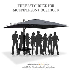 Cantilever Patio Umbrella Large Outdoor Aluminum Offset Shade Sun Umbrella Heavy Duty for Garden Deck Pool