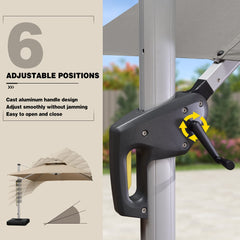 10'×10' Double Top Deluxe Sunbrella Square Patio Umbrella Offset Hanging Umbrella Cantilever Umbrella