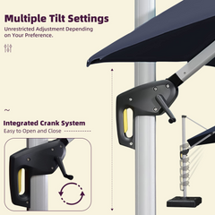 Patio Umbrella Outdoor Round Umbrella Large Cantilever Umbrella Windproof Offset Umbrella Heavy Duty Sun Umbrella